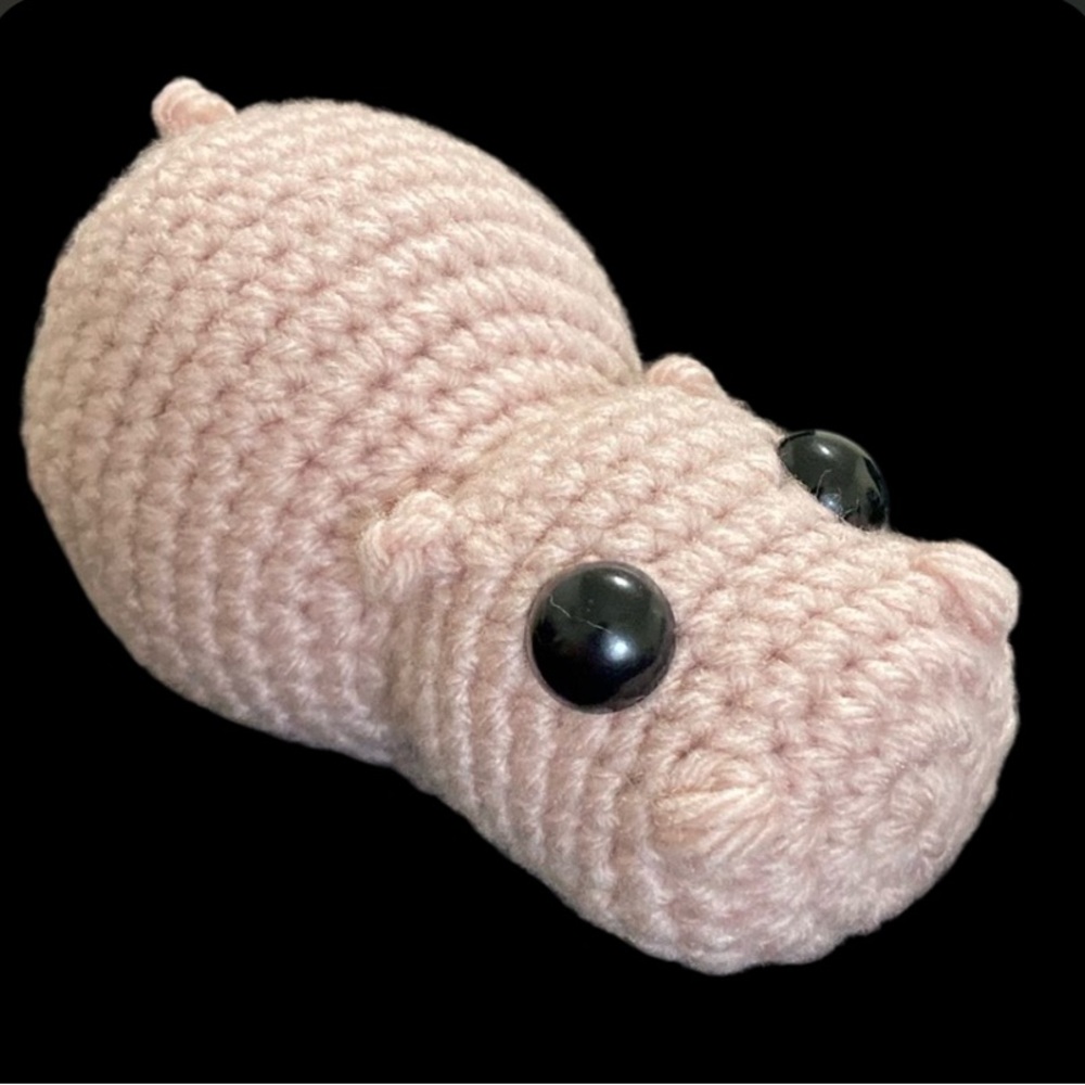 Sold 🥳Pale Pink Crochet Hippo Plush Toy